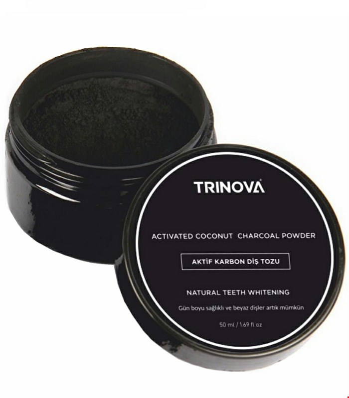 پودر سفید کننده دندان ترینوا حاوی زغال فعال چوب نارگیل 50 میلی گرم Trinova