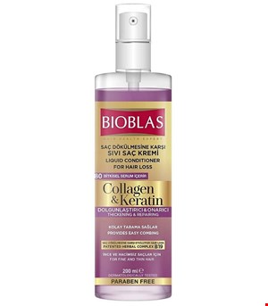  اسپری دوفاز کلاژن و کراتین بیوبلاس گره باز کن و آبرسانی مو اصل ترکیه حجم 150 میل  BIOBLAS