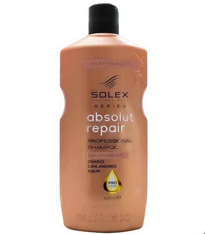 شامپو سولکس ترمیم کننده موهای اسیب دیده و نازک absolute repair اصل ترکیه حجم 500 میل SOLEX 