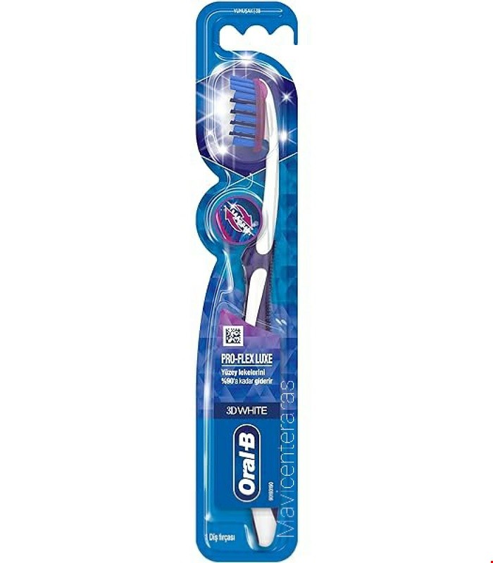مسواک اورال بی 3D وایت سری پروفلکس لوکس برس نرم اصل ترکیه ORALB 3DWHITE PRO FLEXLUXE