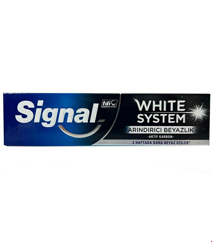 خمیر دندان سیگنال وایت سیستم مدل زغالی سفید کننده اصل ترکیه حجم 75 میل SIGNAL 