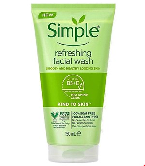 ژل شستشو صورت سیمپل پوست چرب و پوست جوش دار مدل refreshing اصل حجم 150 میل SIMPLE KIND TI SKIN